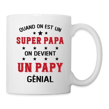 Un Super Papa On Devient Un Papy Génial - Mug blanc - blanc - Droite