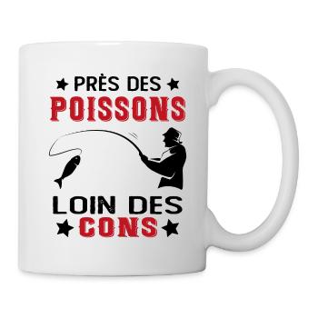 Près Des Poissons Loin Des Cons Drôle Pêcheur - Mug blanc - blanc - Droite