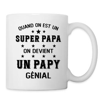 Un Super Papa On Devient Un Papy Génial - Mug blanc - blanc - Droite