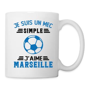 je suis un mec simple j'aime Marseille - Mug blanc - blanc - Droite