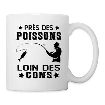 Près Des Poissons Loin Des Cons Drôle Pêcheur - Mug blanc - blanc - Droite