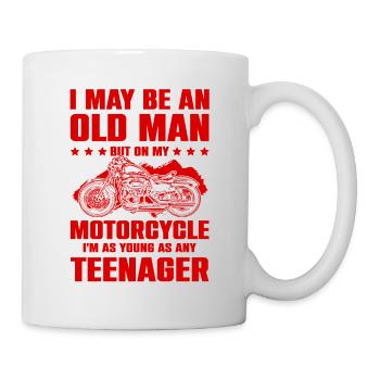 Motorrad alter mann - Tasse - Weiß - Rechts