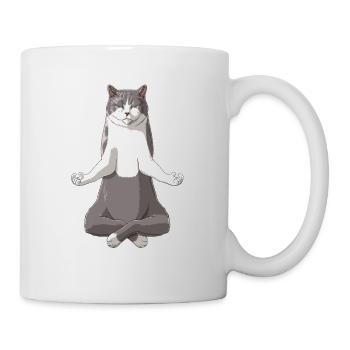 Drôle de yoga bicolore British Shorthair Cat - Mug blanc - blanc - Droite
