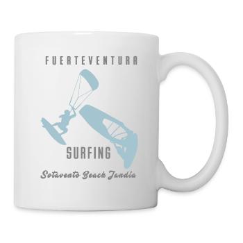 Kitesurfer Windsurfer Fuerteventura blau grau - Tasse - Weiß - Rechts