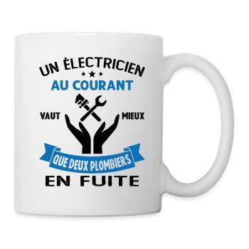 Plombier Cadeau Homme Humour Papa Electricien - Mug blanc - blanc - Droite