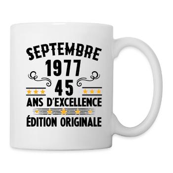 45 Ans Anniversaire Vintage Né(e) Septembre 1977 - Mug blanc - blanc - Droite