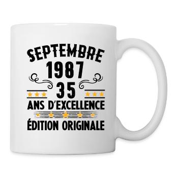 35 Ans Anniversaire Vintage Né(e) Septembre 1987 - Mug blanc - blanc - Droite