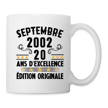 20 Ans Anniversaire Vintage Né(e) Septembre 2002 - Mug blanc - blanc - Droite