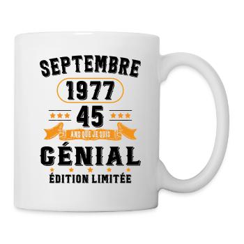 45 Ans Anniversaire Vintage Né(e) Septembre 1977 - Mug blanc - blanc - Droite