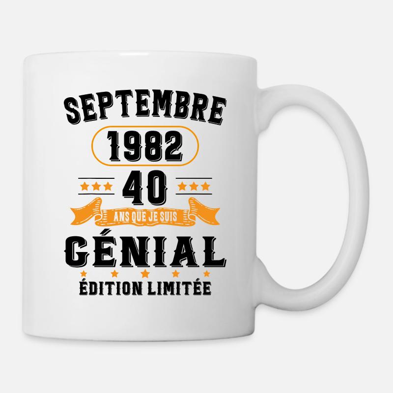 40 Ans Anniversaire Vintage Né(e) Septembre 1982 - Mug blanc - blanc