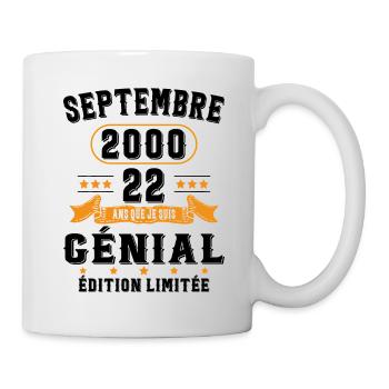 22 Ans Anniversaire Vintage Né(e) Septembre 2000 - Mug blanc - blanc - Droite