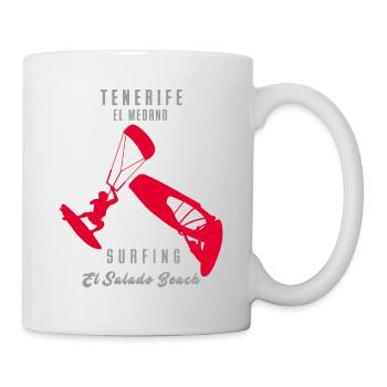 Windsurfer Kitesurfer Teneriffa El Medano Rot Grau - Tasse - Weiß - Rechts