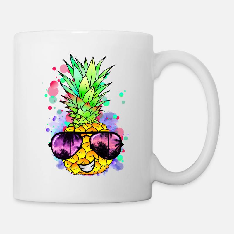 Ananas mit cooler Sonnenbrille - Tasse - Weiß