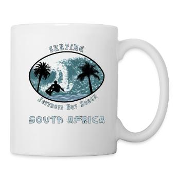 Surfer, Palmen, Südafrika Jeffreys Bay Strand - Tasse - Weiß - Rechts