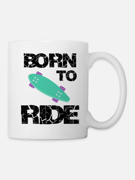 né pour rouler born to ride skateboard skate - Mug blanc - blanc