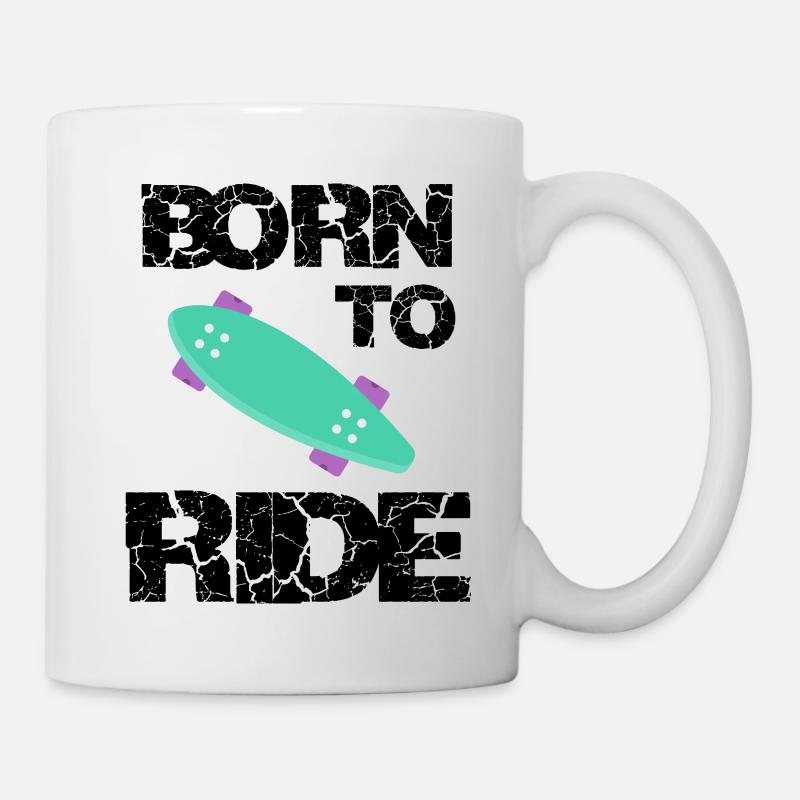 né pour rouler born to ride skateboard skate - Mug blanc - blanc