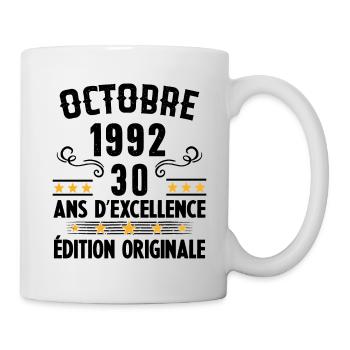 30 Ans Anniversaire Vintage Né(e) en Octobre 1992 - Mug blanc - blanc - Droite