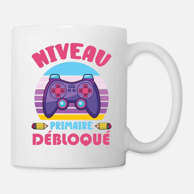 Niveau Primaire Débloqué rentrée scolaire école - Mug blanc - blanc