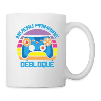 Niveau Primaire Débloqué rentrée scolaire école - Mug blanc - blanc - Droite