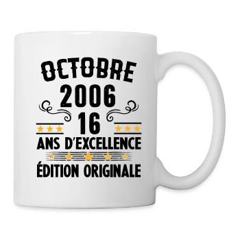 16 Ans Anniversaire Vintage Né(e) en Octobre 2006 - Mug blanc - blanc - Droite