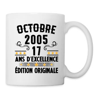 17 Ans Anniversaire Vintage Né(e) en Octobre 2005 - Mug blanc - blanc - Droite