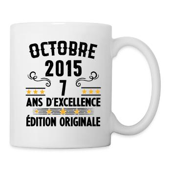 7 Ans Anniversaire Vintage Né(e) en Octobre 2015 - Mug blanc - blanc - Droite
