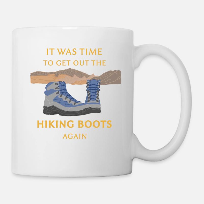 Chaussures de randonnée, paysage de montagne, chaussures de randonnée - Mug blanc - blanc