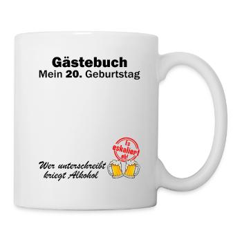 Gästebuch Gästeliste 20. Geburtstag Erinnerung - Tasse - Weiß - Rechts