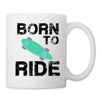 born to ride skateboard skate rider - Mug - white - Right