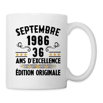 36 Ans Anniversaire Vintage Né(e) Septembre 1986 - Mug blanc - blanc - Droite