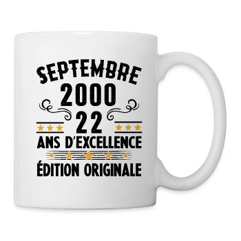 22 Ans Anniversaire Vintage Né(e) Septembre 2000 - Mug blanc - blanc - Droite