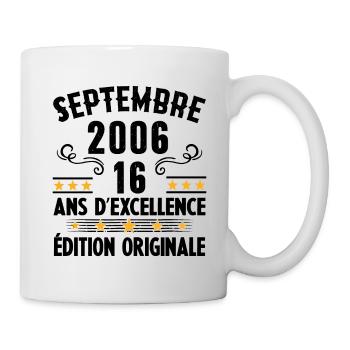 16 Ans Anniversaire Vintage Né(e) Septembre 2006 - Mug blanc - blanc - Droite