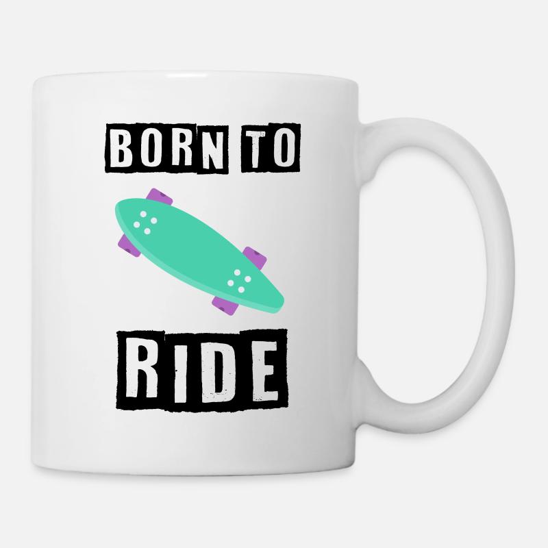 né pour rouler born to ride skateboard skate - Mug blanc - blanc