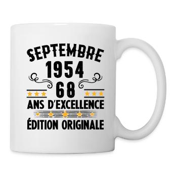68 Ans Anniversaire Vintage Né(e) Septembre 1954 - Mug blanc - blanc - Droite