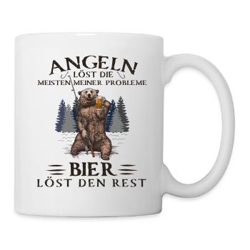 Angeln löst Probleme - Bier - Tasse - Weiß - Rechts