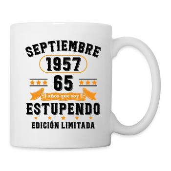 65 Ans Anniversaire Vintage Né(e) Septembre 1957 - Mug blanc - blanc - Droite