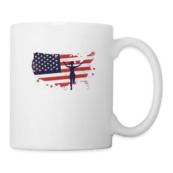 Amerikanische Fahne Marathon, Trailrunning - Tasse - Weiß - Rechts