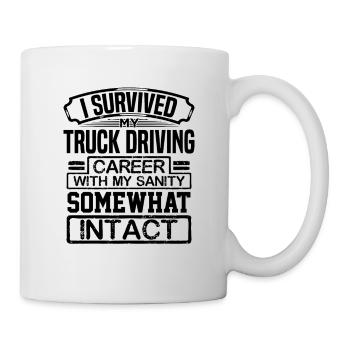 Cadeau de chauffeur de camion J’ai survécu à ma conduite de camion - Mug blanc - blanc - Droite