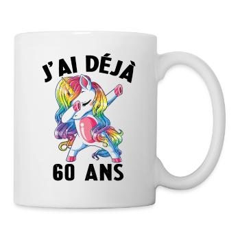J'ai Déja 60 Ans Cadeau Anniversaire Fille Licorne - Mug blanc - blanc - Droite