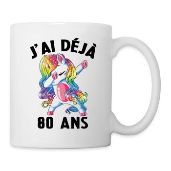 J'ai Déja 80 Ans Cadeau Anniversaire Fille Licorne - Mug blanc - blanc - Droite