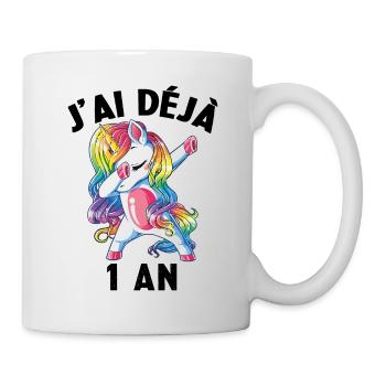 J'ai Déja 1 An Cadeau Anniversaire Fille Licorne - Mug blanc - blanc - Droite