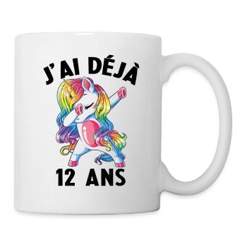 J'ai Déja 12 Ans Cadeau Anniversaire Fille Licorne - Mug blanc - blanc - Droite