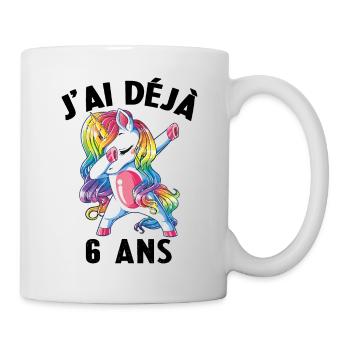 J'ai Déja 6 Ans Cadeau Anniversaire Fille Licorne - Mug blanc - blanc - Droite