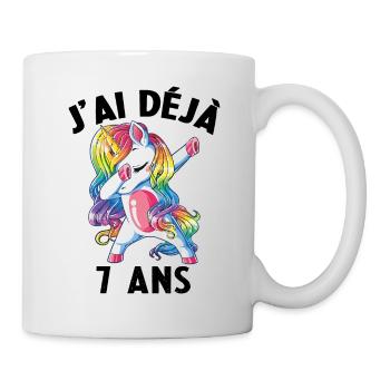J'ai Déja 7 Ans Cadeau Anniversaire Fille Licorne - Mug blanc - blanc - Droite