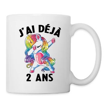 J'ai Déja 2 Ans Cadeau Anniversaire Fille Licorne - Mug blanc - blanc - Droite