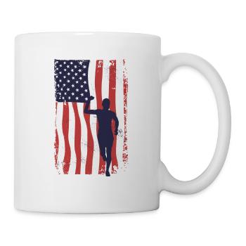 Amerikanische Fahne Marathon, Trailrunning - Tasse - Weiß - Rechts