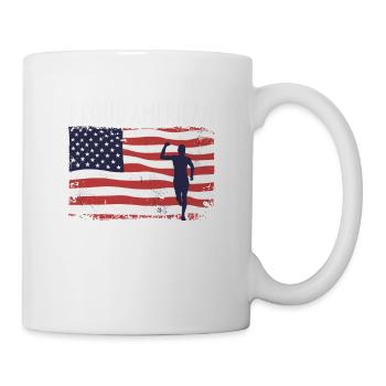 Amerikanische Fahne Marathon, Trailrunning - Tasse - Weiß - Rechts