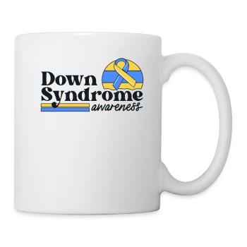 Down Syndrome Awareness Retro Sunset Yellow Blue - Mug - white - Right