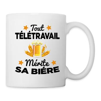 Tout Télétravail Mérite Sa Bière Cadeau - Mug blanc - blanc - Droite