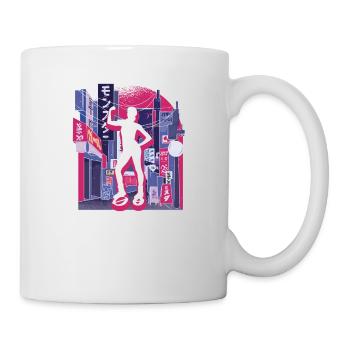 Vaporwave Synthwave Skyline Jump Shoes Fitness - Mug - white - Right